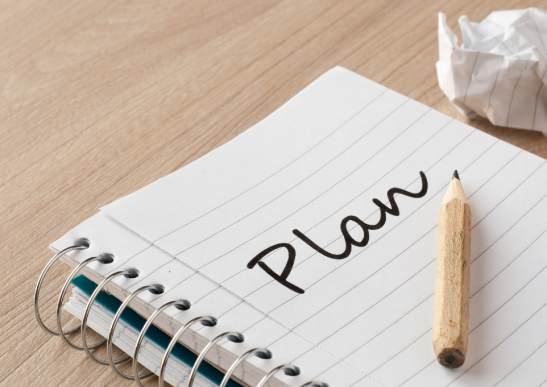 Schrift waar een plan in wordt gemaakt 